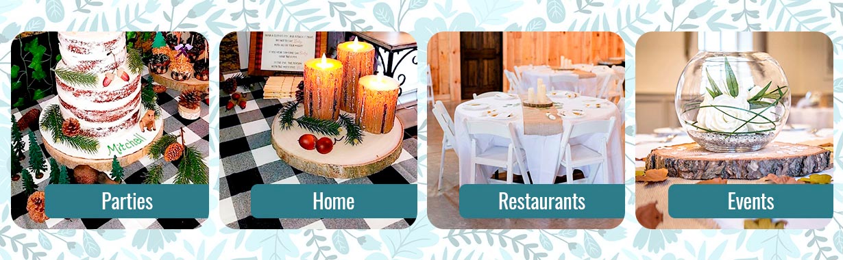 Rustic Round Poplar Wood Centerpieces
