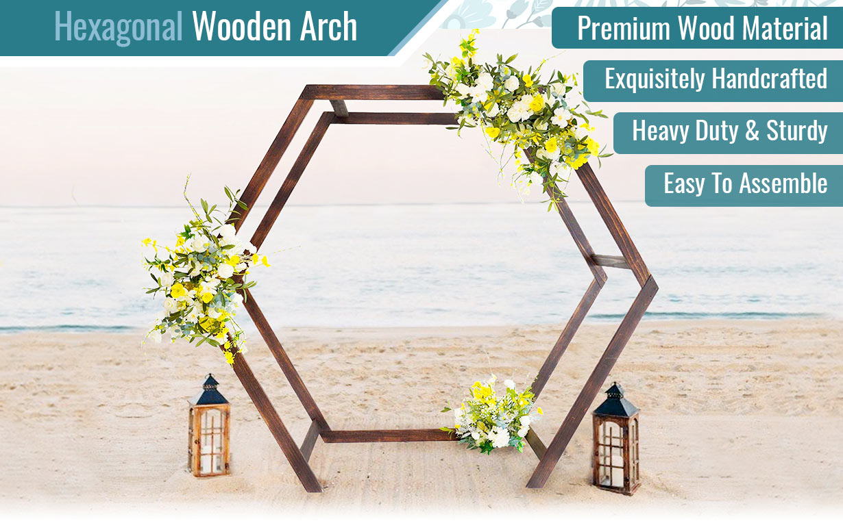 hexagonal wooden arch