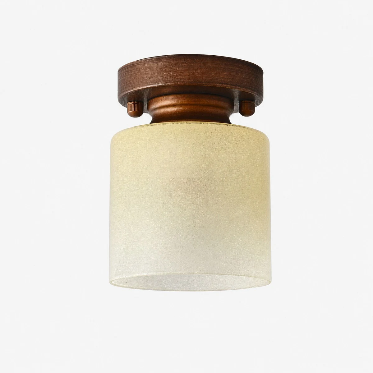 Gradient yellow glass flush mount ceiling light with brushed bronze finish