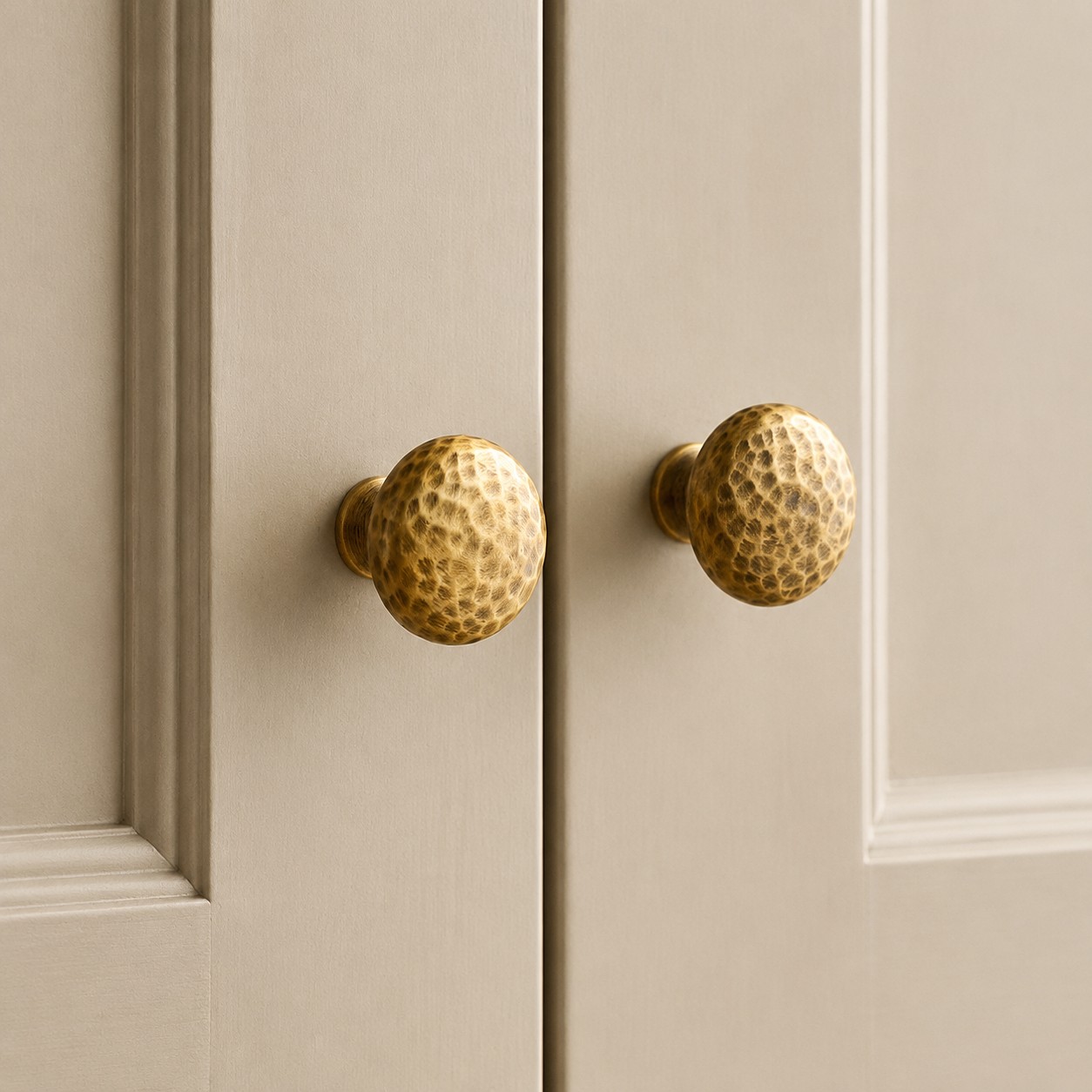 Hammered solid brass cabinet knob