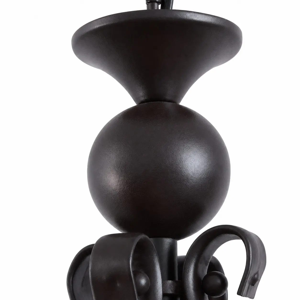 Black iron top ornament and frame detail