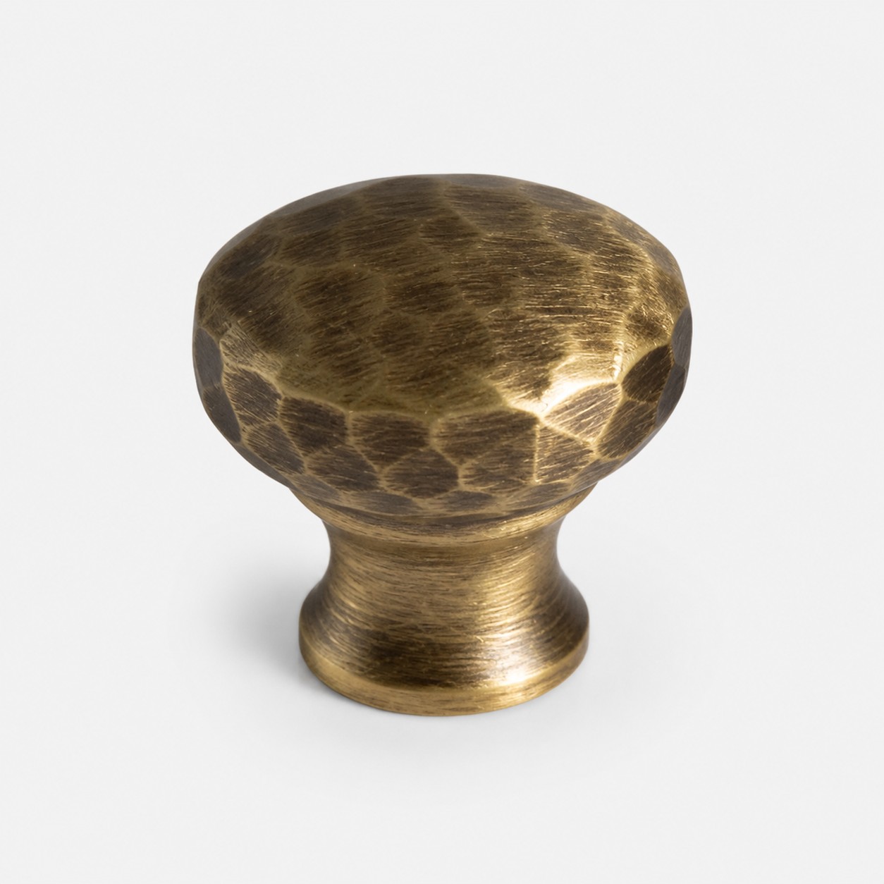 33 mm large rounded hammered antique brass cabinet knob